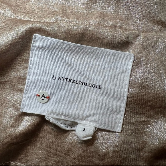 Anthropologie Champagne Anorak Lightweight Metallic Jacket Women’s Size Small - Picture 9 of 12